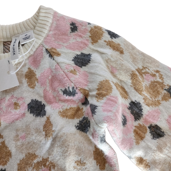 Janie And Jack Kid's Floral Crewneck Sweater - Picture 2 of 6